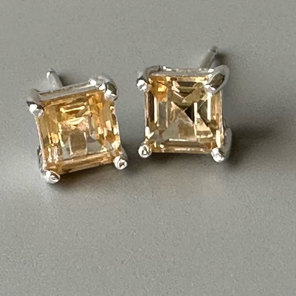 Dainty Citrine Earrings – Genuine 925 Sterling Silver, Hypoallergenic Gift - Picture 3 of 11